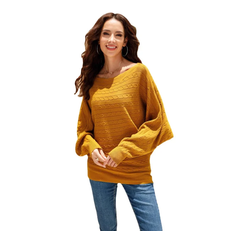 

New European and American Women's Clothing Loose Large Size Knit Batwing Sweater Pullover Top