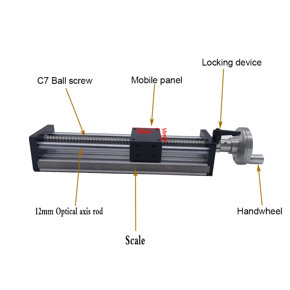 Imagem -02 - Manual Workbench Guia Linear 100500 mm Stroke Rod Estágio Eixo Óptico Manual Deslizante Tabela Ballsscrew Sfu1204 1605 1610 Cnc