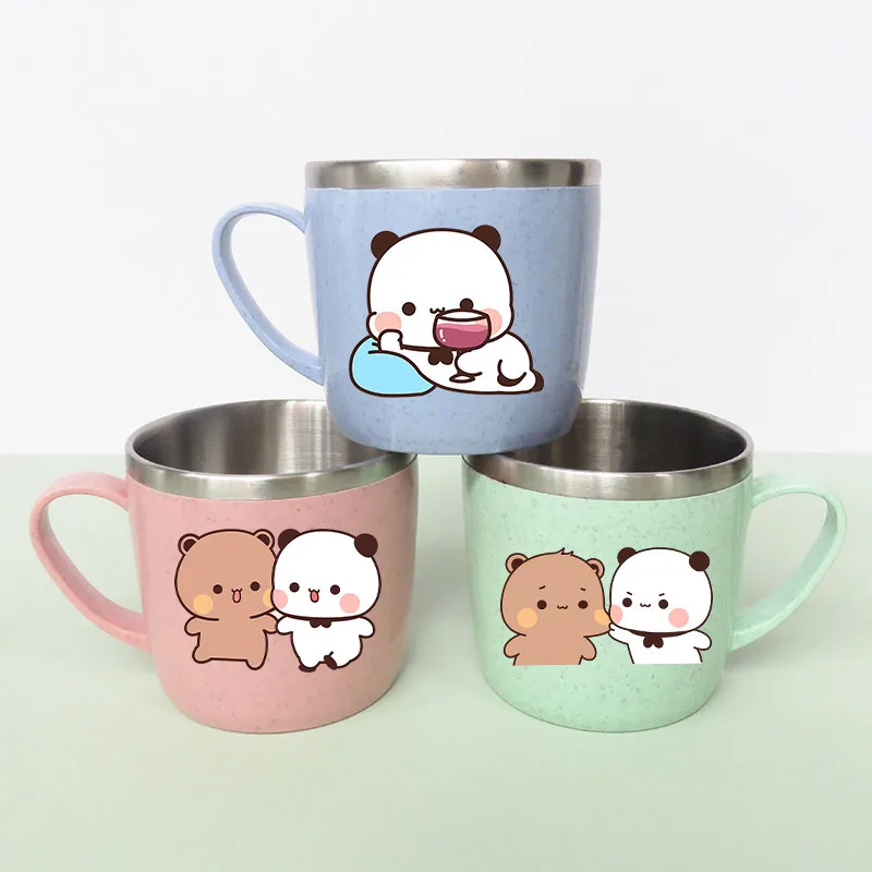 Yier Bear Panda Water Cup Bubu Dudu Cartoon Anime Stainless Steel Cups Unisex Heat-resistant Milk Coffee Cup Toothbrush Cups