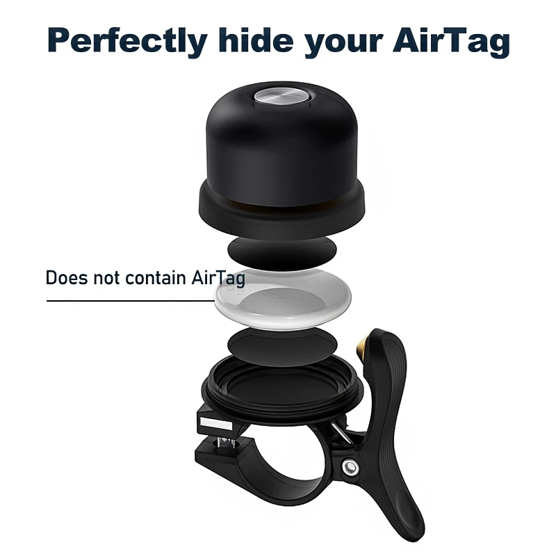 Bicycle Bell For AirTag Bike Mount GPS Tracker Waterproof Brass Holder Hides AirTag Under Bike Bell Anti-Theft Bike Accessories