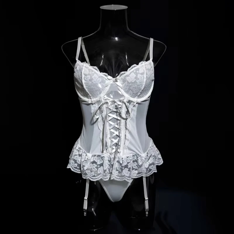 Bikini see-through lace maid suspender temptation uniform lingerie set