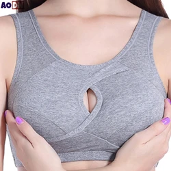 S-6XL Plus Size Breathable Cotton Bra Sexy Hollow Out Women's Underwear Removable breast pad Bralette Seamless Gathers Brassiere