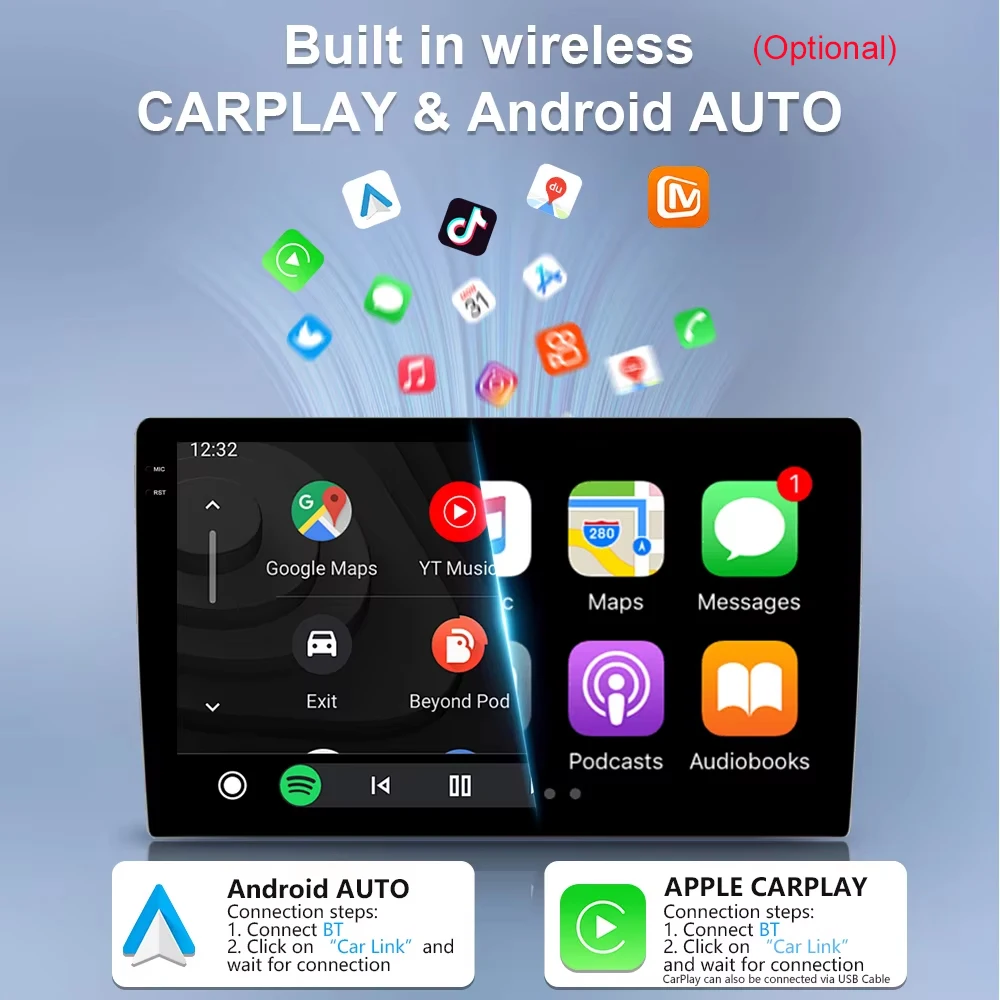 9 "QLED أندرويد 14 Carplay لكيا ريو 4 2016 - 2020 راديو السيارة الوسائط المتعددة مشغل فيديو نظام تحديد المواقع والملاحة الإطار 5G واي فاي راديو DSP BT