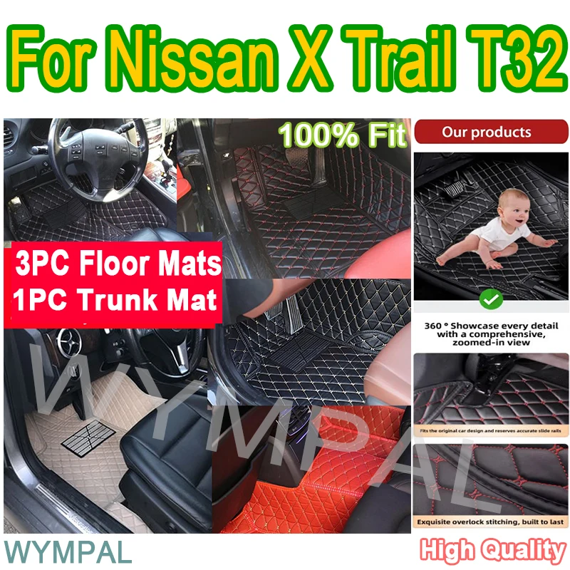 

Роскошный кожаный автомобильный коврик для Nissan X Trail T32 2014 2015 2016 2017, защита салона автомобиля, индивидуальные искусственные подушечки