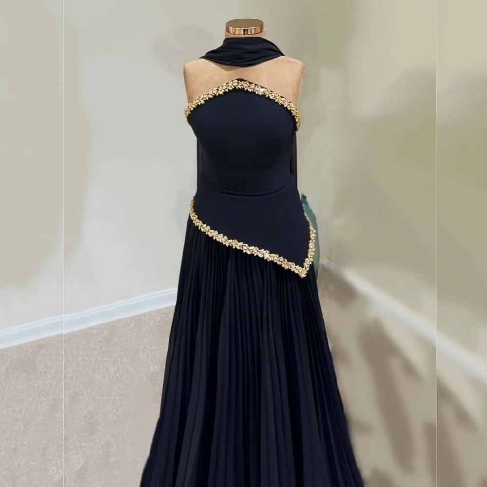 

Джерси со стразами по индивидуальному заказу, шикарные длинные платья трапециевидной формы без бретелек, элегантные вечерние платья на заказ, свадебные, торжественные вечерние