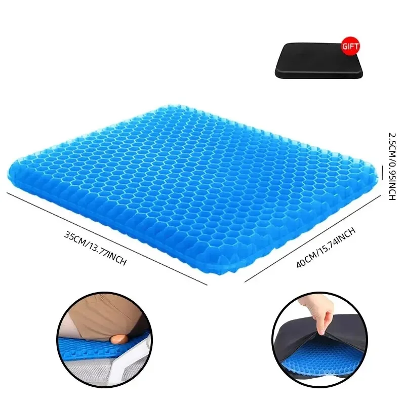 Universal Gel Seat Cushion Honeycomb Breathable Pad Relieve Tailbone Pressure for Car Office Chair Wheelchair Home Use
