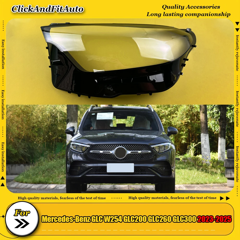 

For Mercedes-Benz GLC W254 GLC200 GLC260 GLC300 2023-2025 Headlight Cover Headlamp Shell Transparent Lampshade Lens Plexiglass