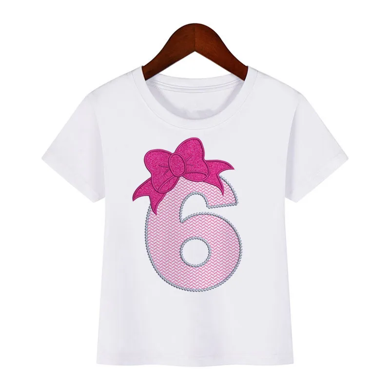 Birthday Number Printed Shirts 1-9 Birthday Party Girls Outfit T-Shirt Wild Tees Girls Tshirts Clothes Kids Gifts Fashion Tops