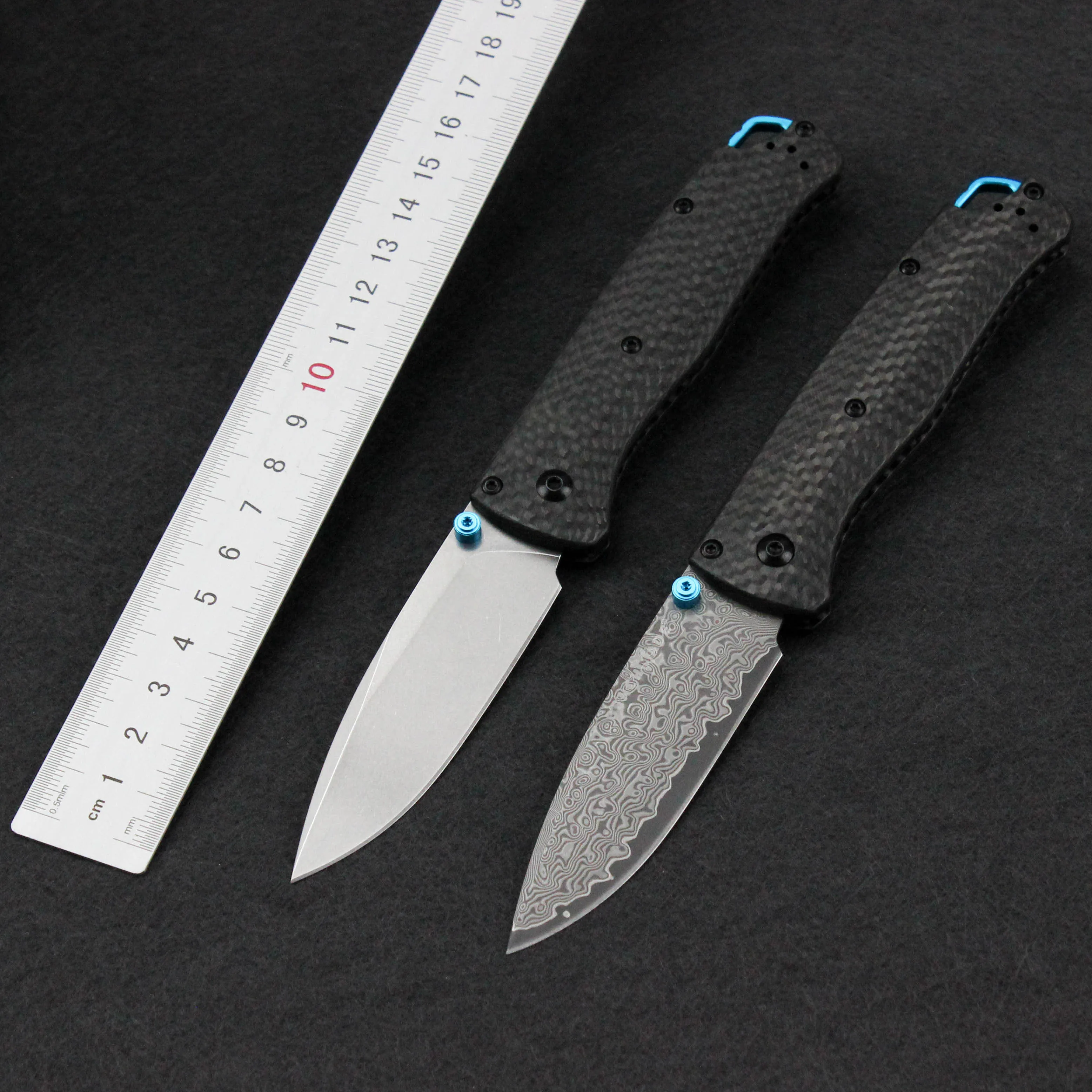 

535 Carbon fiber Pocket Folding Knife Damascus/S90V Blade Camping EDC Tools Survival Knives