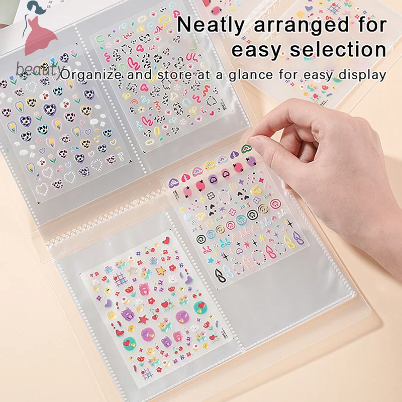 Matte Transparent Nail Sticker Album Pack Storage 20pages Collecting Holder Nail Art Display Dust-Proof Showing Book Container