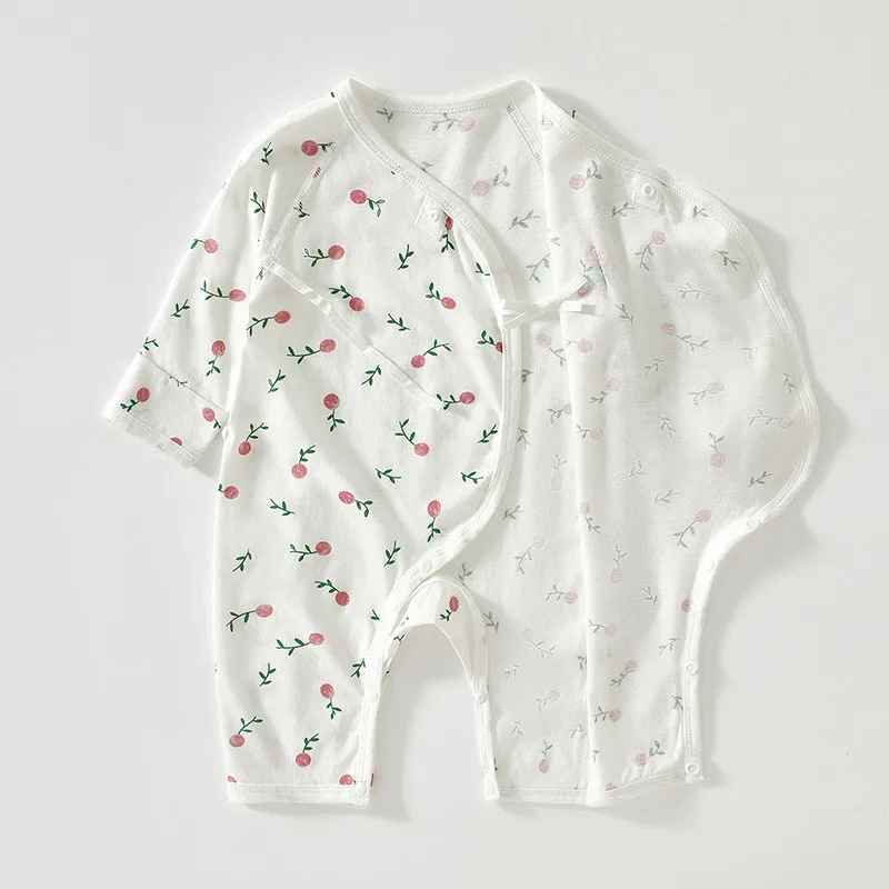 

Baby jumpsuit summer thin long sleeved butterfly baby clothes pure cotton newborn Rompers