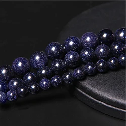 Natural Blue Sandstone Stone Bead 4-12mm Smooth Loose Spacer Round Beads For Jewelry Making DIY Bracelets Necklace Accessories