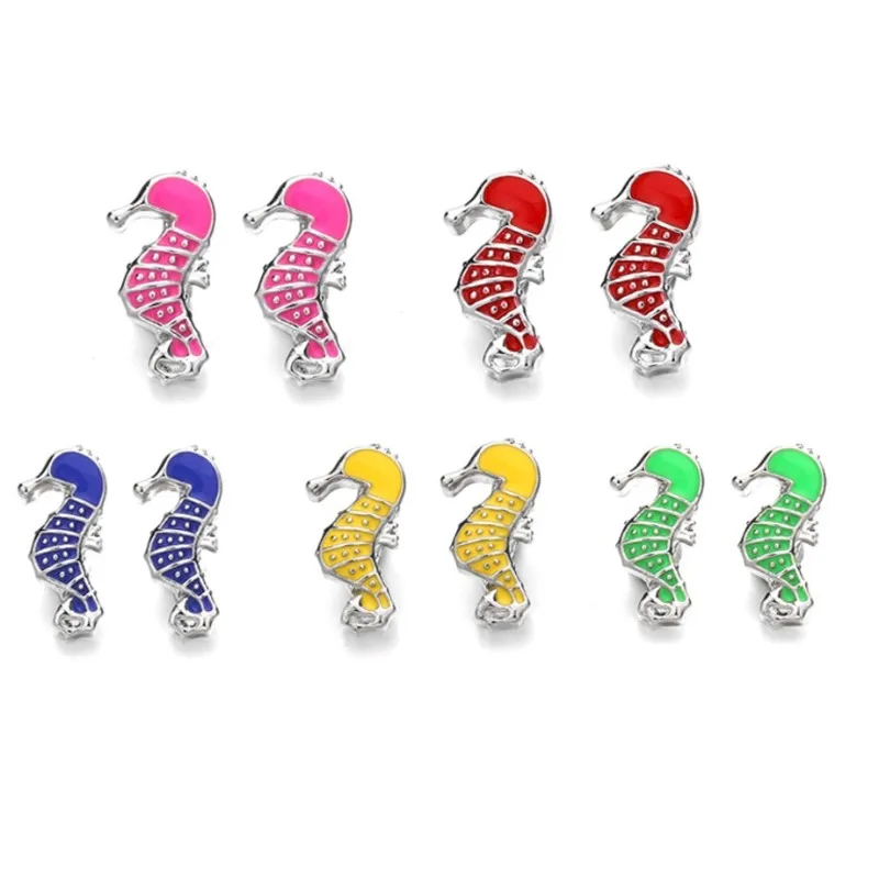 

20PCS/lot Mini Dropping Oil Seahorse12mm Metal Ginger Snap Button Charms for Women Men Accessories Charms Party Jewelry Gifts