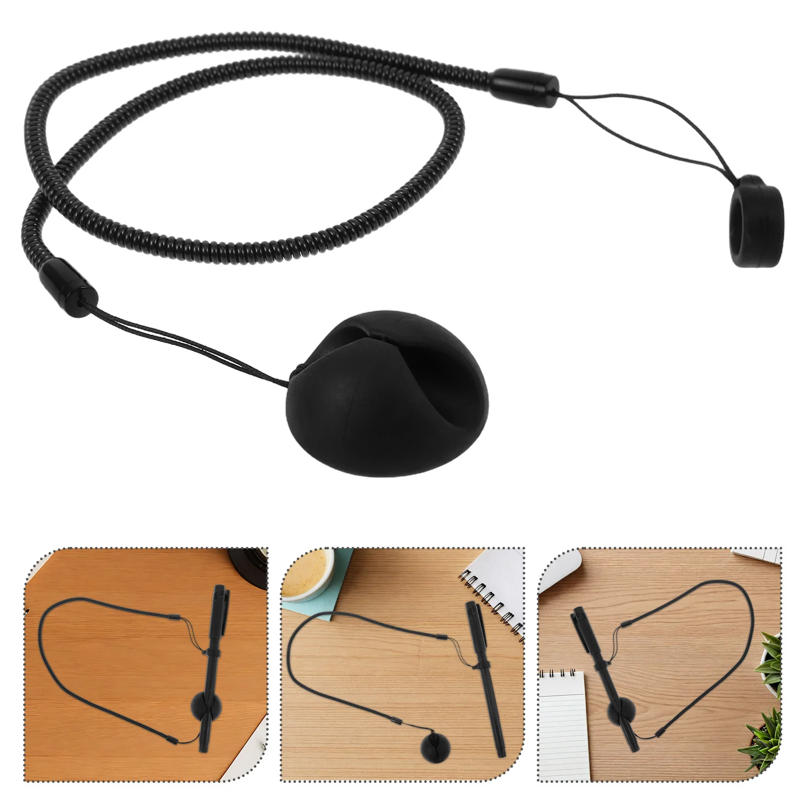

6Pcs Retractable Stylus Leash 17 Spring Tether 8mm Ring Silicone Base Prevents Losing Pens for Office School Banks