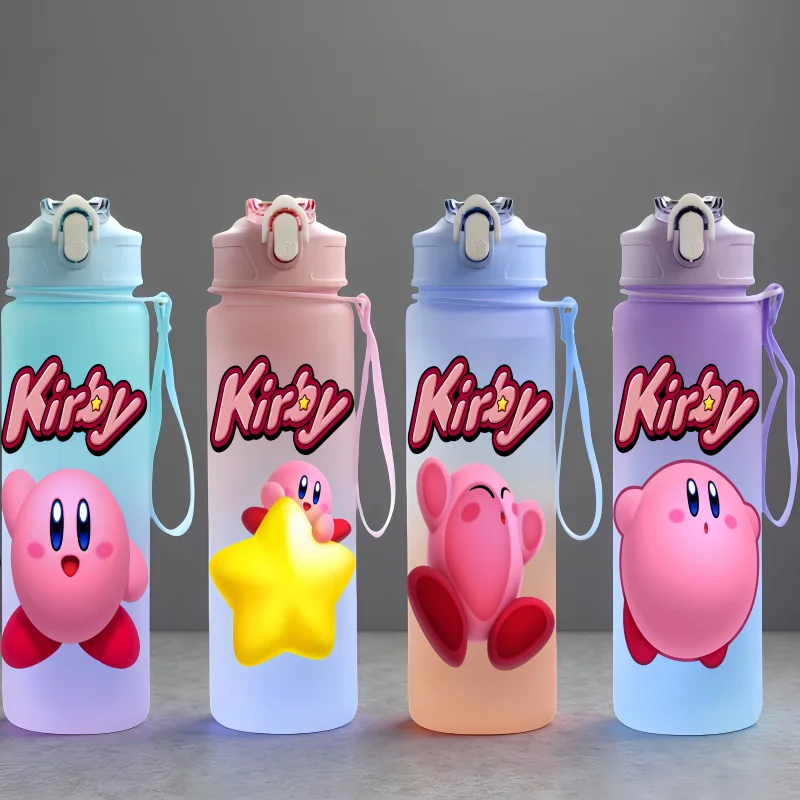 

Kirby Water Bottle - Large Capacity Anime Character Portable Bottle with Lanyard - Gift for Boys and Girls - Hydration Bottle