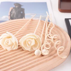 8pcs Diameter 5cm Dried Rose Sola Flower with Wavy Rattan Sticks Wood Ball Reed Diffuser Replacement Flower DIY Aromatherapy