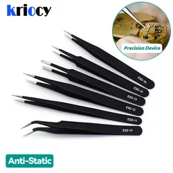 Stainless Steel Curved Straight Black Tweezer Nail Art Rhinestones Nipper Picking Tool Sequins Beads Making Tool Hand Tool Set