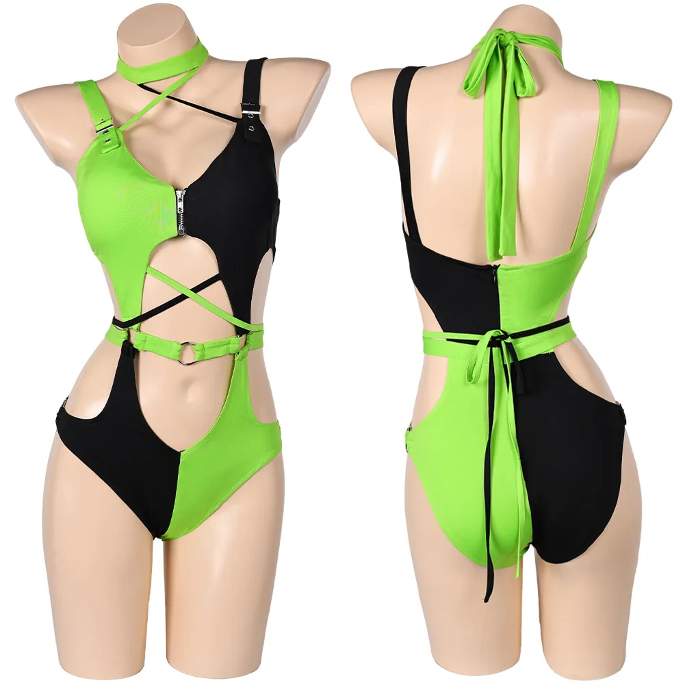 Kim Shego Cosplay Lingerie Swimsuit Costume Outfits For Women Girls Summer Sexy Fantastic Beach Swimwear Halloween Carnival Suit