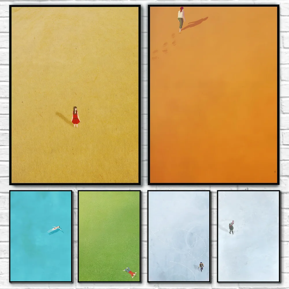 

Абстрактный креативный плакат для девочек, самоклеящаяся художественная водостойкая бумажная наклейка, кофейня, бар, декор для стен комнаты