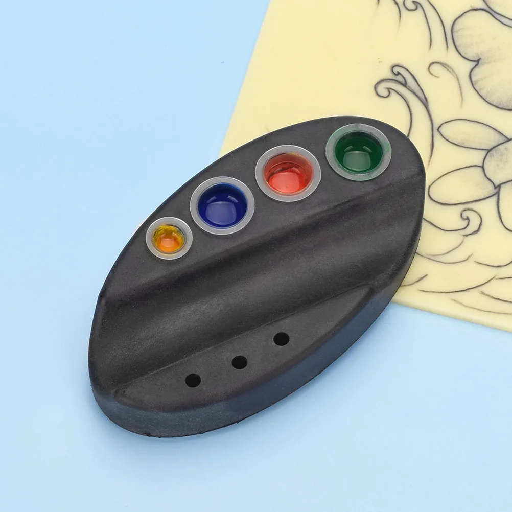 

Black Silicone Tattoo Ink Cup Holder 7 Holes Durable Pigment Rack for Salon Use tattoossuppliesorganizer inkcuptray
