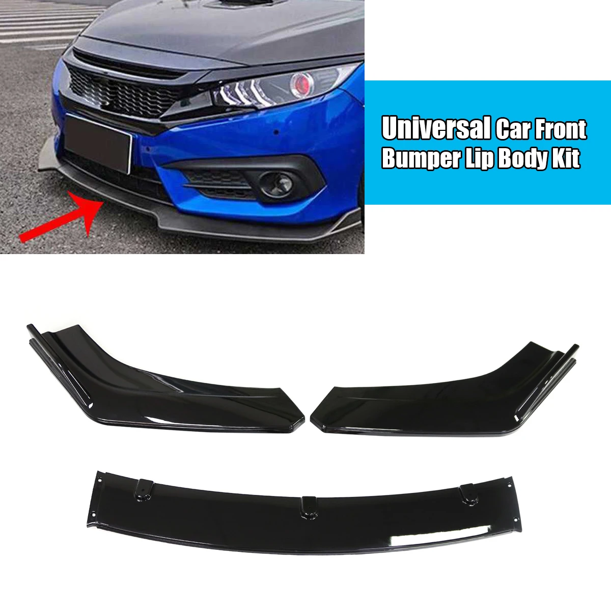 

Universal Car Front Bumper Lip Body Kit Spoiler Carbon Fibe ABS Decorative Strip Bumper Canard Lip Splitter Accessories New