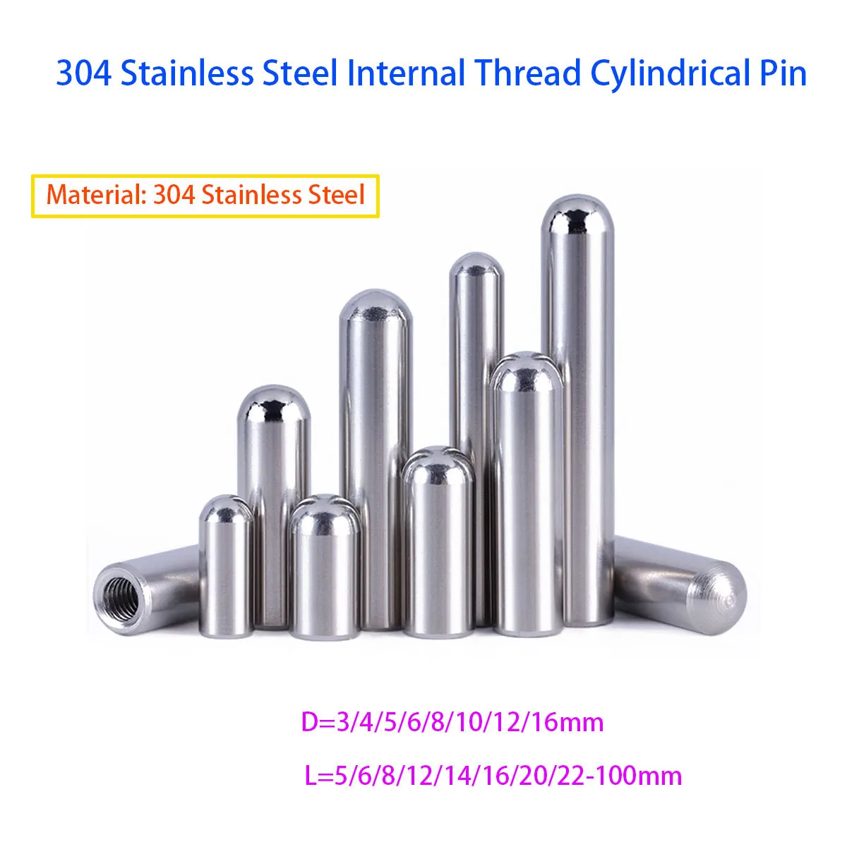 

Internal Thread Round Head Cylindrical Pin 304 Stainless Steel Positioning Pin Hollow Pin