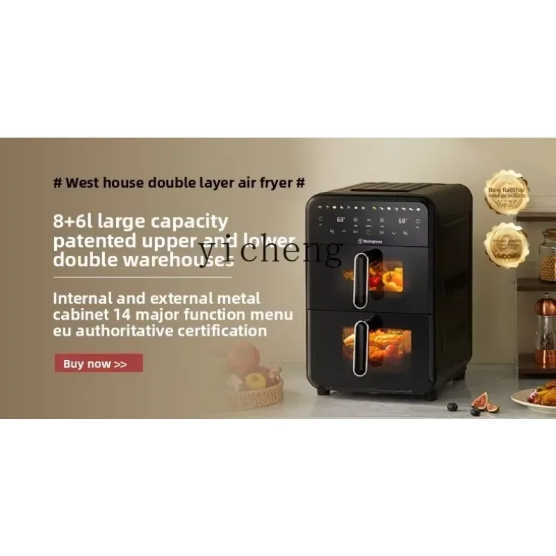 b19stainless steel air fryer cooking machine upper and lower tube heating 6L metal oven fryer