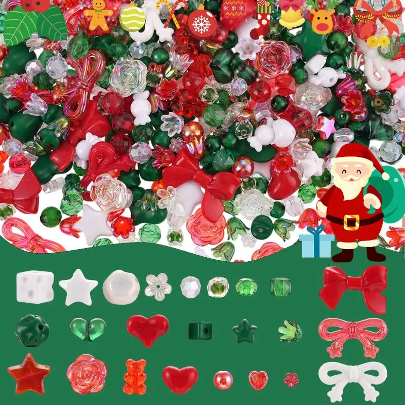 

DIY Phone Chain Kit with Holiday Beads-Halloween&Christmas Acrylic Beads for BraceletMaking,Creative Jewelry Accessory Set