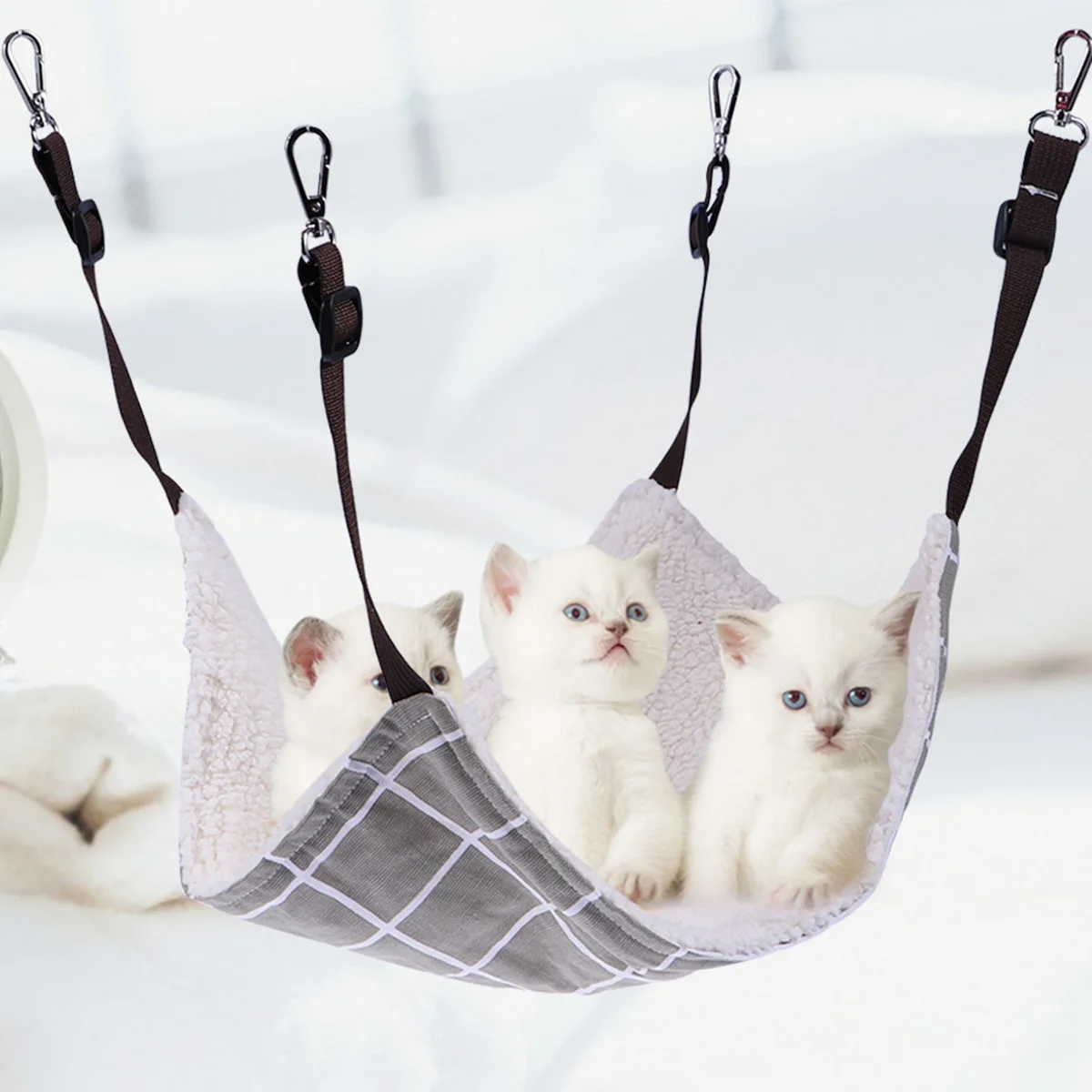 

Cat Cradle Double Layer Canvas Warm Hanging Bed for High Place Window Door Heater Pet Hammock Cat Cage Hammock Size S