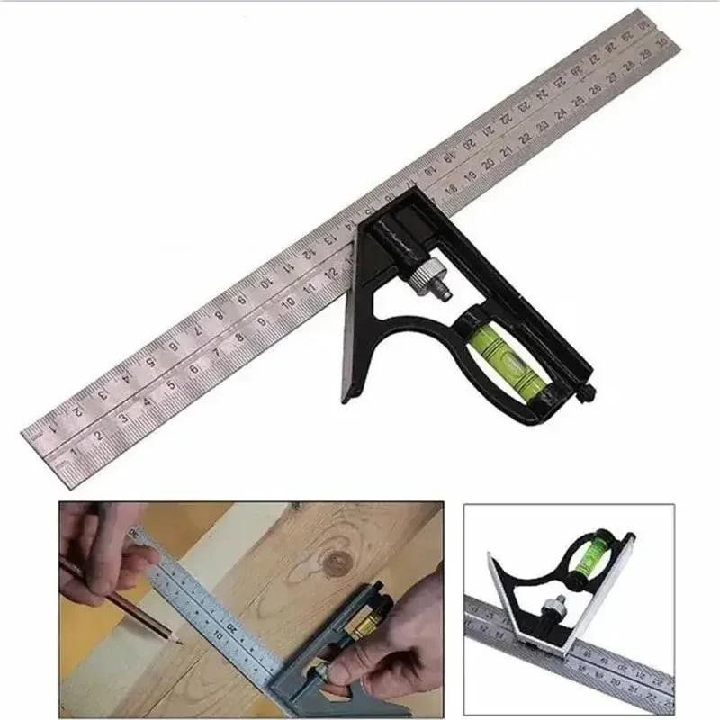 Multi Functional Combination Adjustable Right Angle Ruler and Protractor, Movable Measuring Tool Measuring Instrument