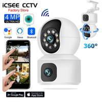 4MP Wifi Camera ICSee Home Baby Monitor Dual Lens PTZ Camera Auto-Tracking Two Way Audio Night Indoor Security Cameras Pets