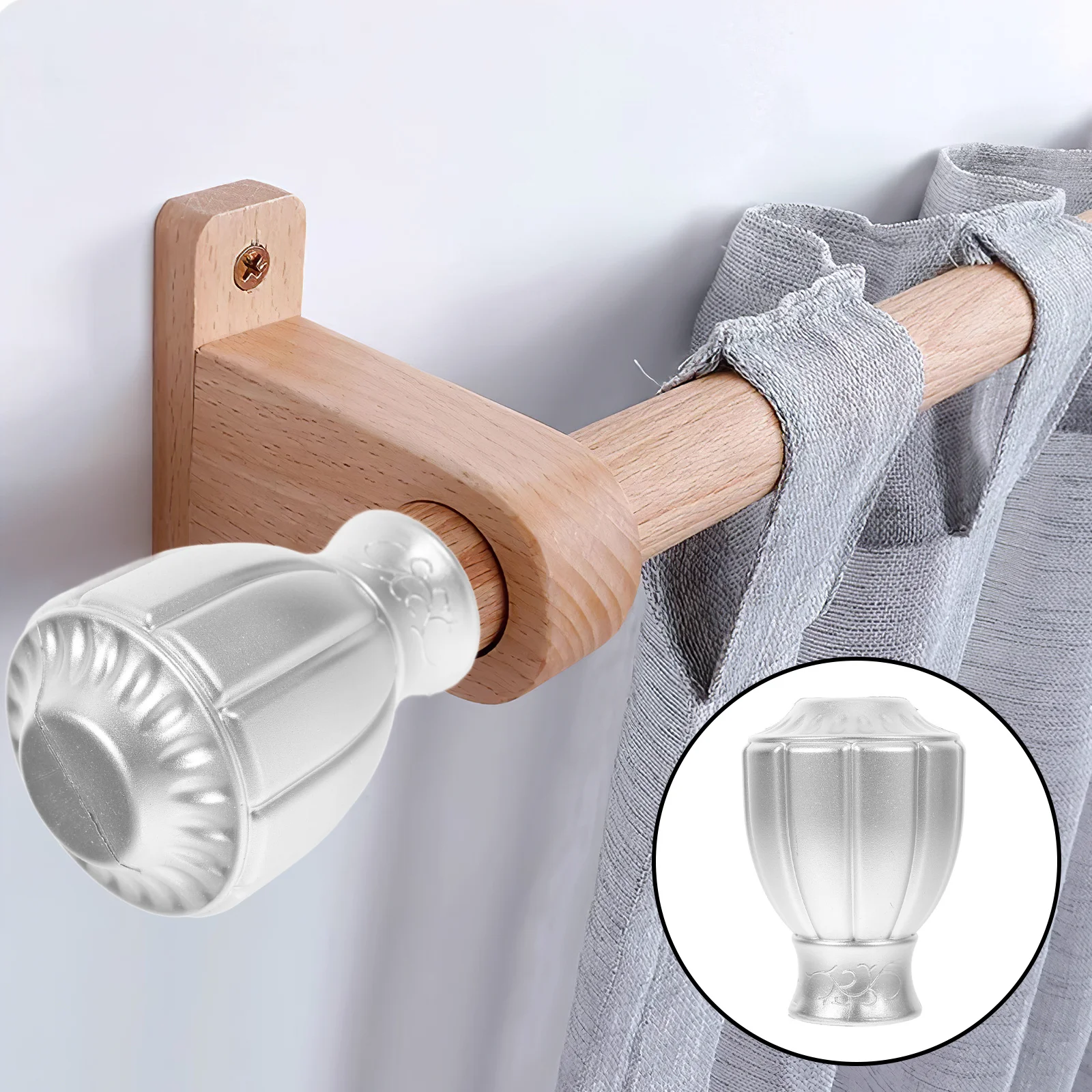 

6pcs Curtain Rod End Cap Decorative Drapery Finials For Home Roman Rod End Ornament Easy Install Blow Molding Compatible