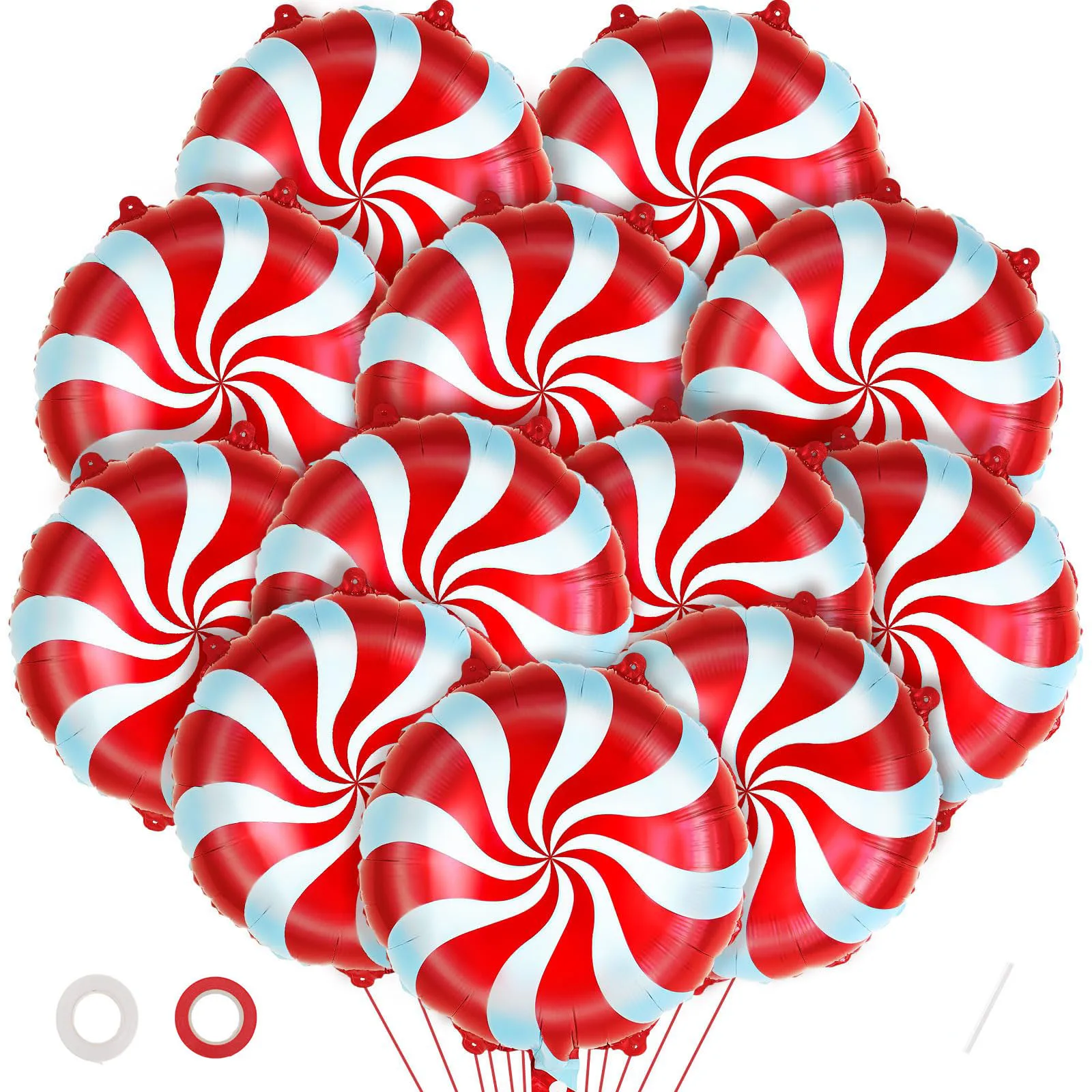 12 Stück 18 Zoll rote Süßigkeitenfolie Polyesterfolie Luftballons Weihnachten Geburtstag Süßigkeiten Thema Partydekorationen