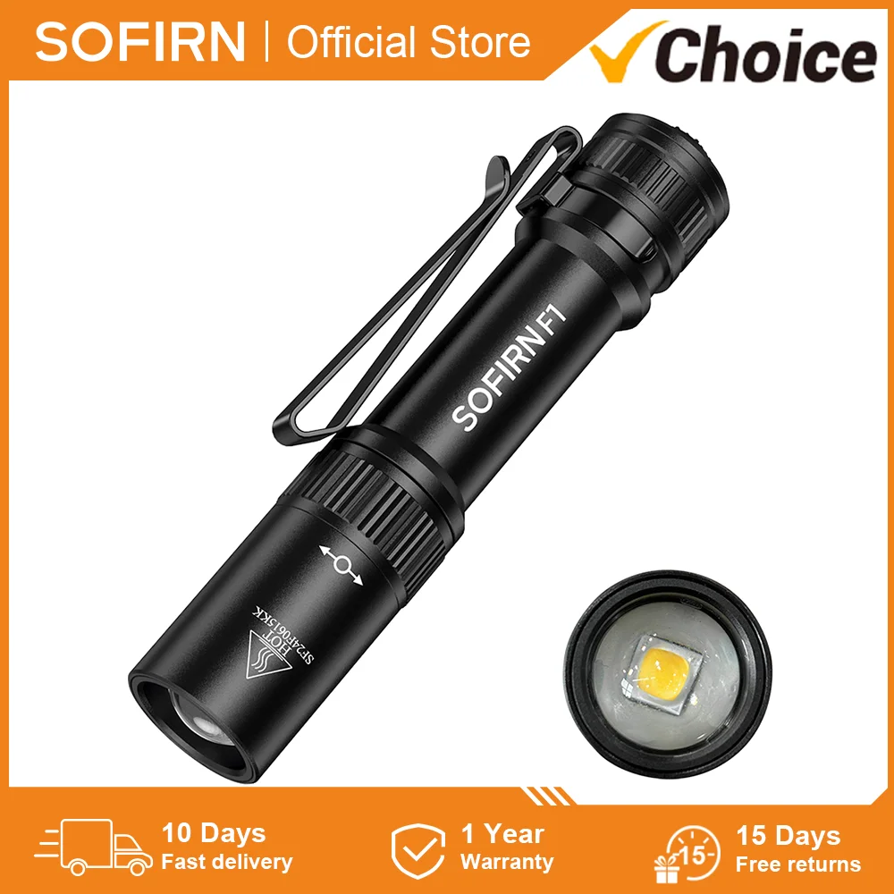 New Arrival Sofirn F1 Mini Penlight 800lm 14500 AA Zoomable LED Flashlight USB C Rechargeable 519A Lamp Torch z przełącznikiem tylnym