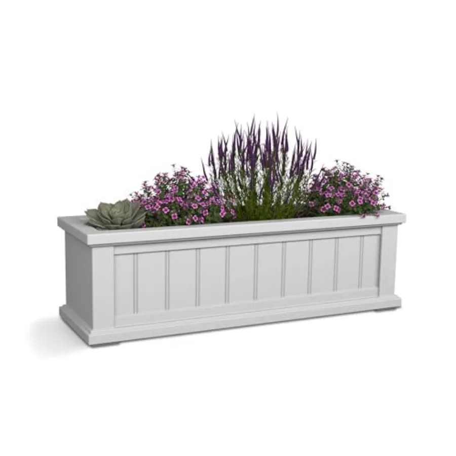 Cape Cod 3ft Window Box - White - 36in L x 11in W x 10.8in H - with 6.5 Gallon Built-in Water Reservoir