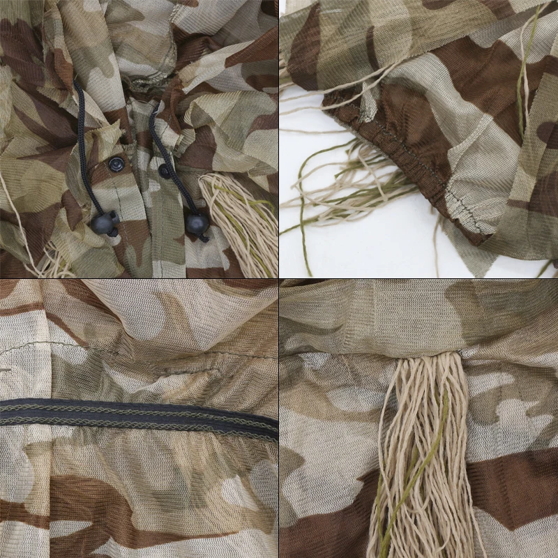 3D kombinezon polowania na pustynię Camo Yowie strój Ghillie Airsoft w ciemno odzież myśliwska zestawy na zewnątrz kurtka z kapturem