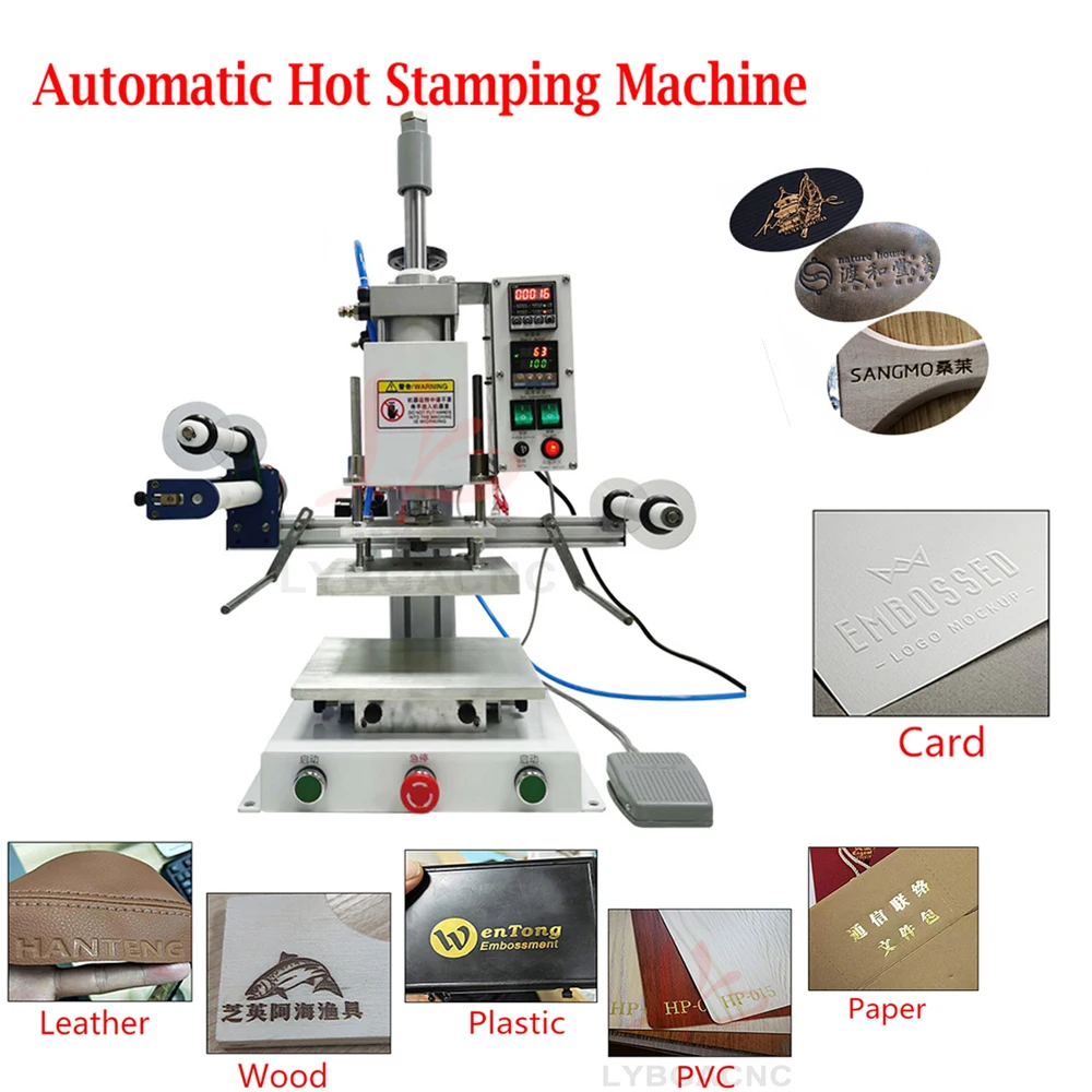 

PVC Leather Bronzing Machine Multifunctional Hot Foil Stamping Machine Embossing Machine Pneumatic for Book Paper Wood Logo