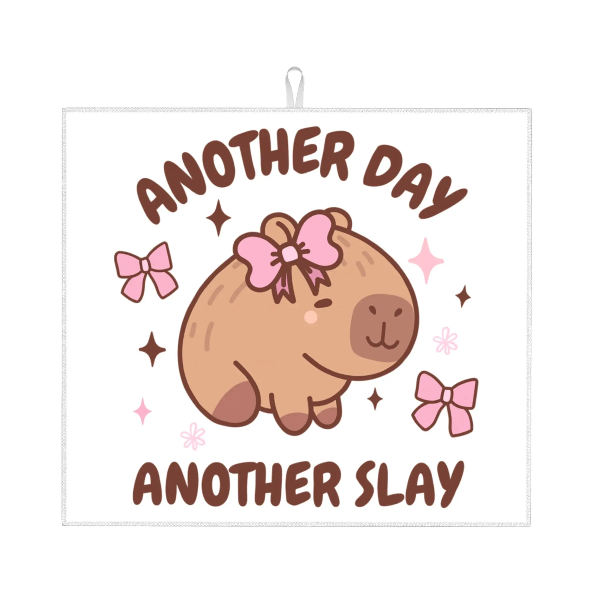 Another Day Another Slay Capybara Non Slip Kitchen Counter Protector Mat Barware Tableware Reusable Drying Mat For Kitchen