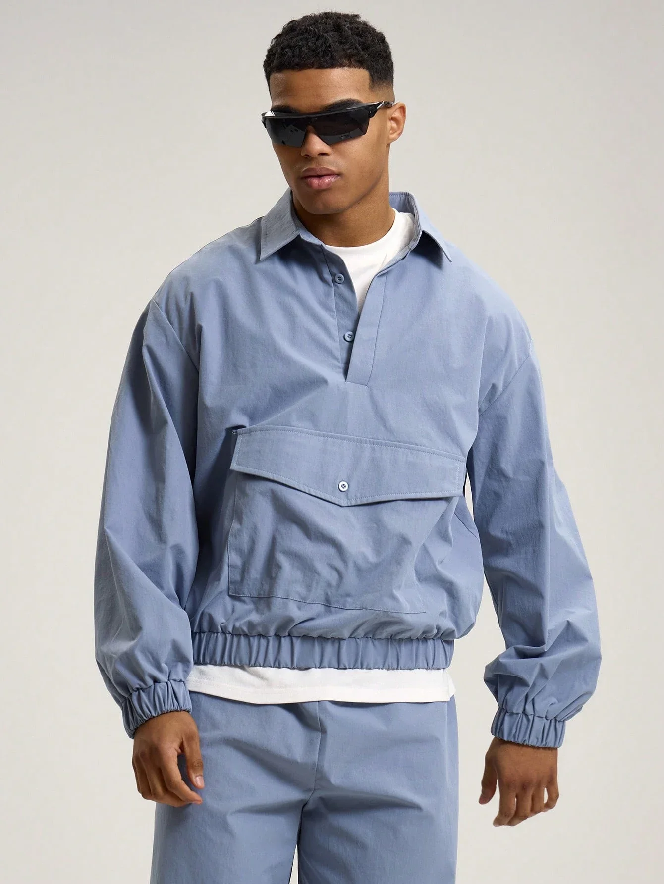 

Куртка-пуловер с воротником, карманом-кенгуру, эластичными манжетами и поясом, повседневный спортивный костюм для весны и лета