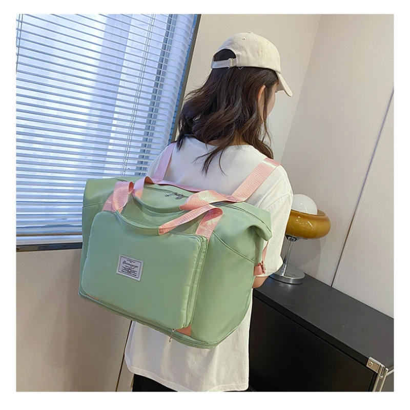 Water Proof Travel Bag Large Capacity Shoulder bag Foldable Fitness Bags Fashion Handbag Expandable and Shoulderable Women's Bag