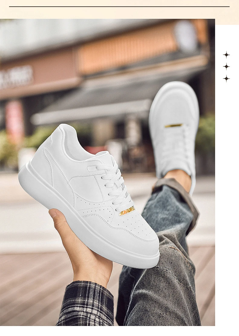 Herren-Skate-Schuhe aus Kunstleder mit Schnürung, versteckter Erhöhung der Höhe um 6/8/10 cm, rutschfester Plattform, für den Alltag und zum Gehen. – Detail 22