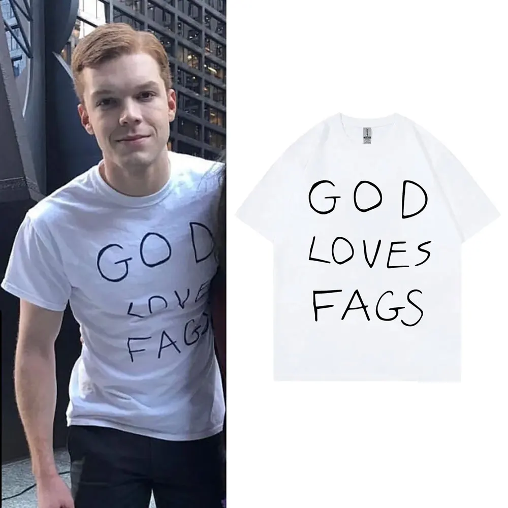 TV Series Shameless Ian Gallagher God Loves Fags Same Style Print T-shirt Men Women Casual Oversized Tshirt Male Cotton T Shirts