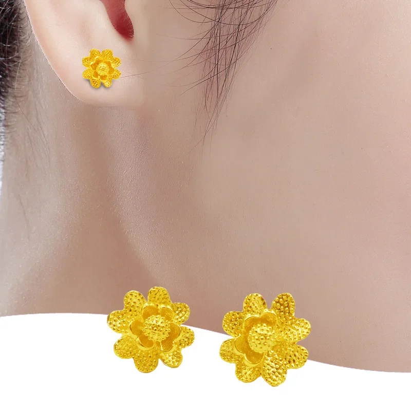 9999 Real Gold 24K Pure Yellow Jewelry Gold, A Variety of Exquisite Flower Stud Earrings, Exquisite Earrings