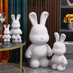 New DIY Paint Fluid Animal Bear Rabbit Lucky Dragon White Hand Painted Home Decoration Doll Toy Statue Deposit Can Handmade Gift