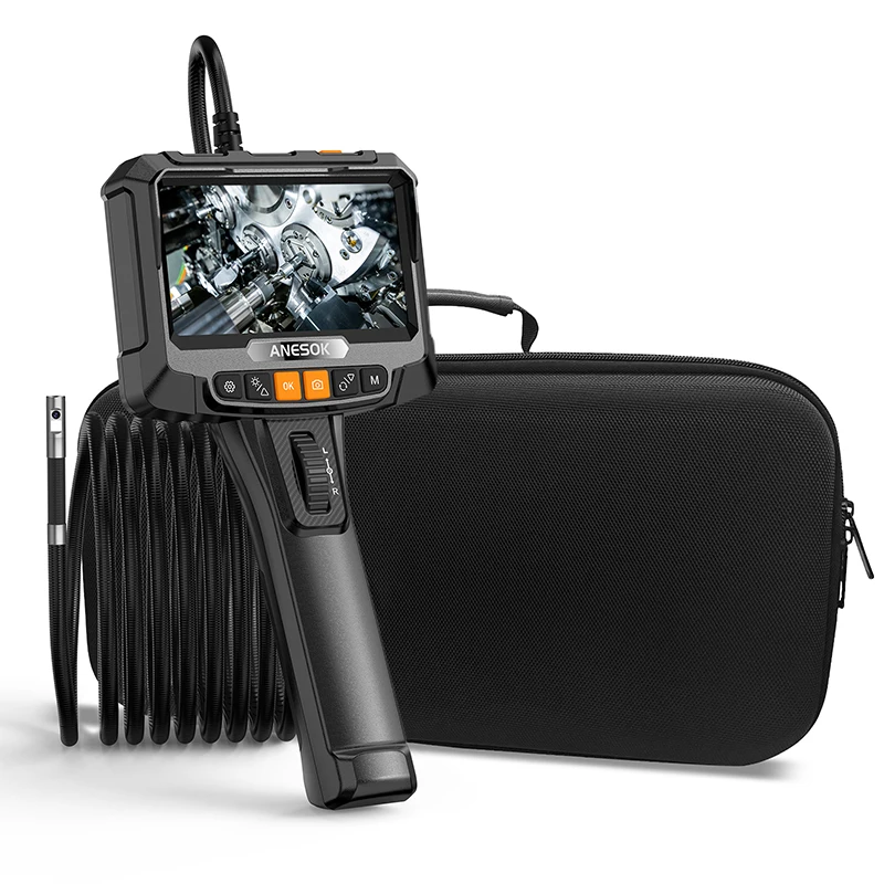 

GXTWLSIX Steerable Industrial Endoscope Full HD 5“ IPS Display Borescope Piping Camera with 2000mAh Battery