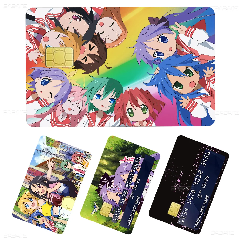 Anime Lucky Star Kawaii Izumi Konata Anime Cartoon Bear Skin Sticker Film Tape Case For Big Credit Debit Card Front Side