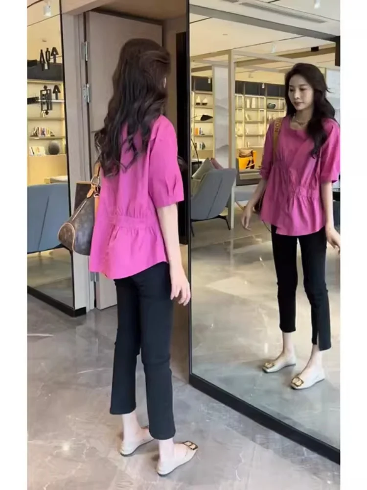 Summer Women's Salt System Fashion Set Complete Small plus Size Slimming Lady Streetwear Top Stylish Two-Piece Set Polyester ...