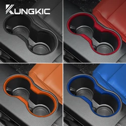 Car Center Control Water Cup Holder Frame Sticker for Ford Mustang 2015-2022 Italian Premium Suede Cover Trim Accessories