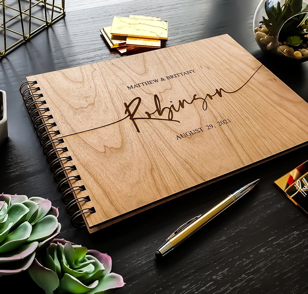 بديل كتاب ضيوف الزفاف - دفتر ضيوف خشبي، ألبوم صور شخصي ريفي، كتاب ضيوف زفاف فريد من نوعه، هدية زفاف #6