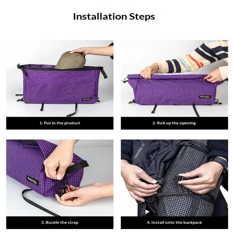 Multifunktionaler Dacron-Rucksack mit leichter, erweiterbarer Aufbewahrungstasche, perfekt zum Wandern, Camping und Backpacking. – Detail 10